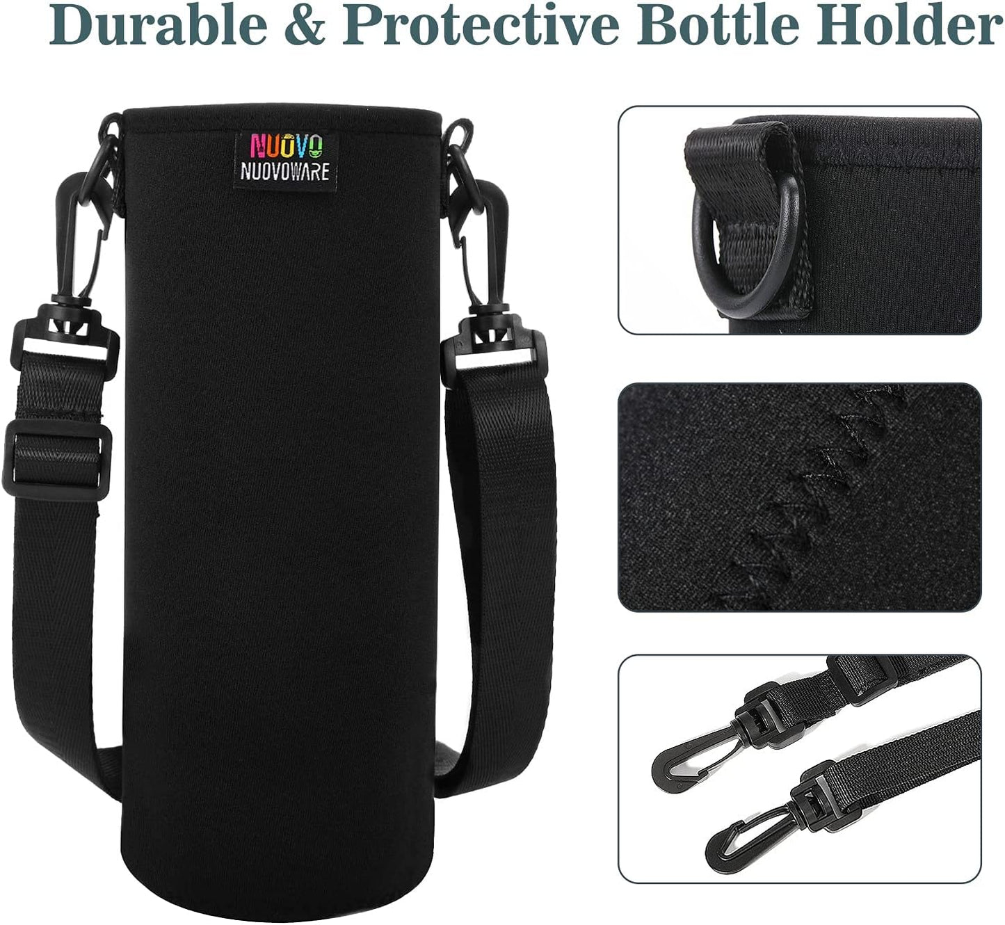 Nuovoware Water Bottle Carrier Bag, Premium Neoprene Portable Insulated Water bottle Sling Holder Bag 500ml/750ml/1000ml with Adjustable Shoulder Strap for Men Women Hiking, Sling Bottle Bag Case