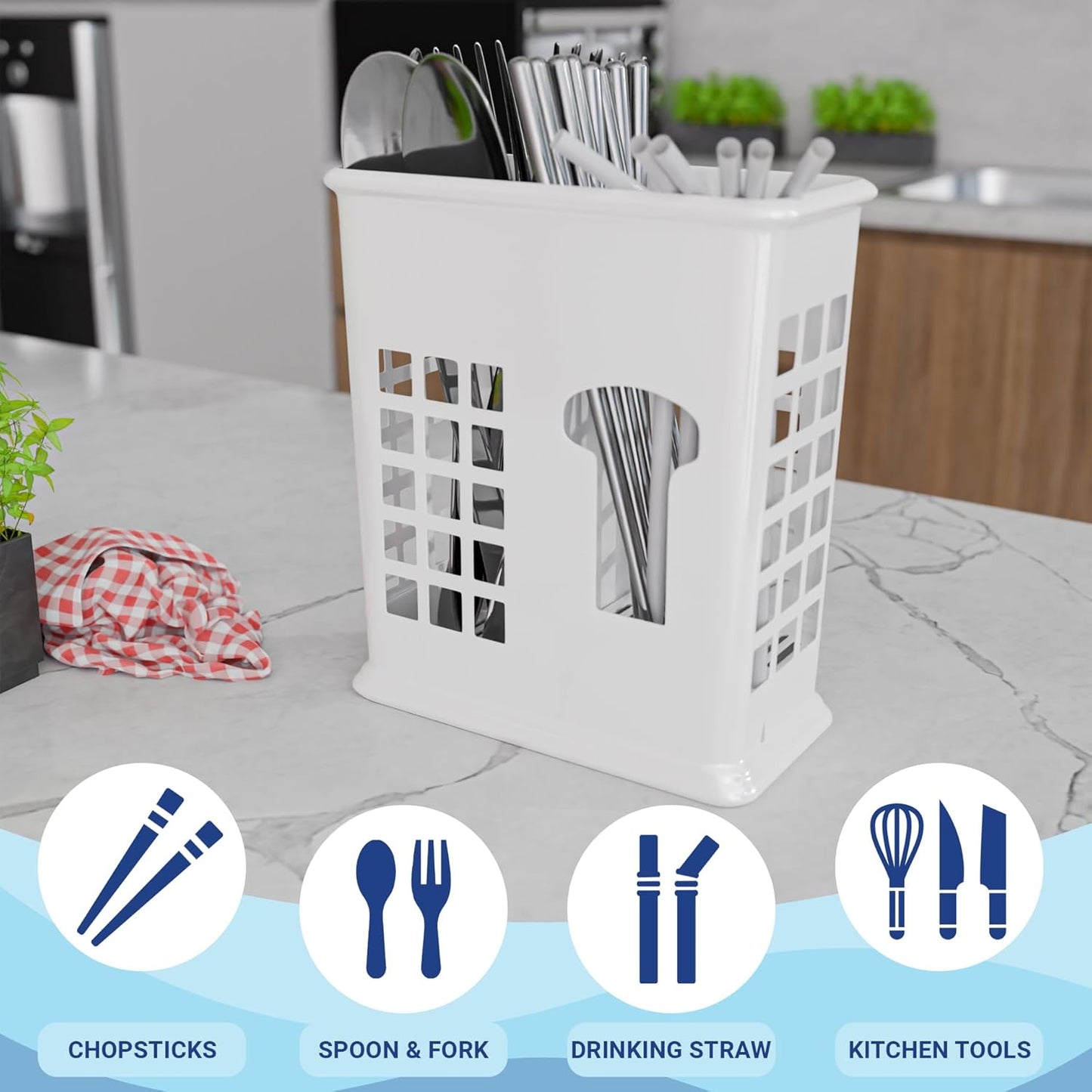 NATIKON Dishwasher Basket for Straw and Chopsticks Great for Drying, Washing and Storing also can be used as Stand for Forks, Knifes, Spoons and More Other Cutlery Utensils