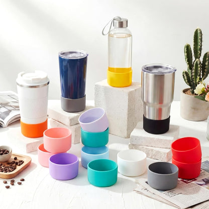 Patelai 24 Pcs Silicone Bottle Boots for Water Tumbler, Bottom Protector, 2.8-3.1in Width Bottom Protector Cover Sleeve