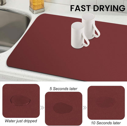 WISELIFE Dish Drying Mat Super Absorbent Drying Mat Large Dish Drying Mats for Kitchen Counter Easy Clean Dish Mat Kitchen Drying Mat15"x 18" Stylish Grey