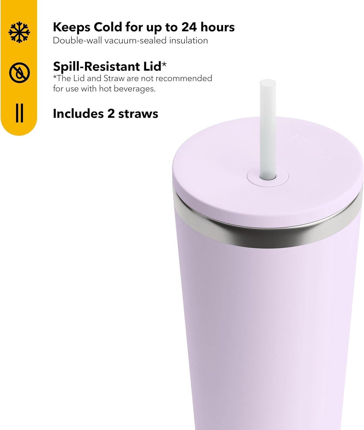 RTIC 20oz Everyday Tumbler Insulated Stainless Steel Portable Travel Coffee Cup with Straw, Ceramic Lining, Spill-Resistant Lid, BPA-Free, Hot and Cold Drink, Beach