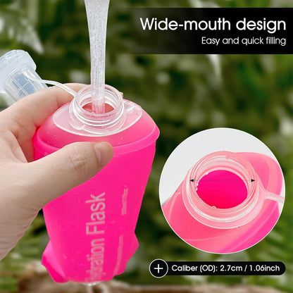 GYGYL Soft Flask, TPU Collapsible Soft Water Bottle for Hydration Pack, Running Vest, Leak-Proof Folding Water Bottle for Hiking Cycling Climbing Jogging-250ml Grey