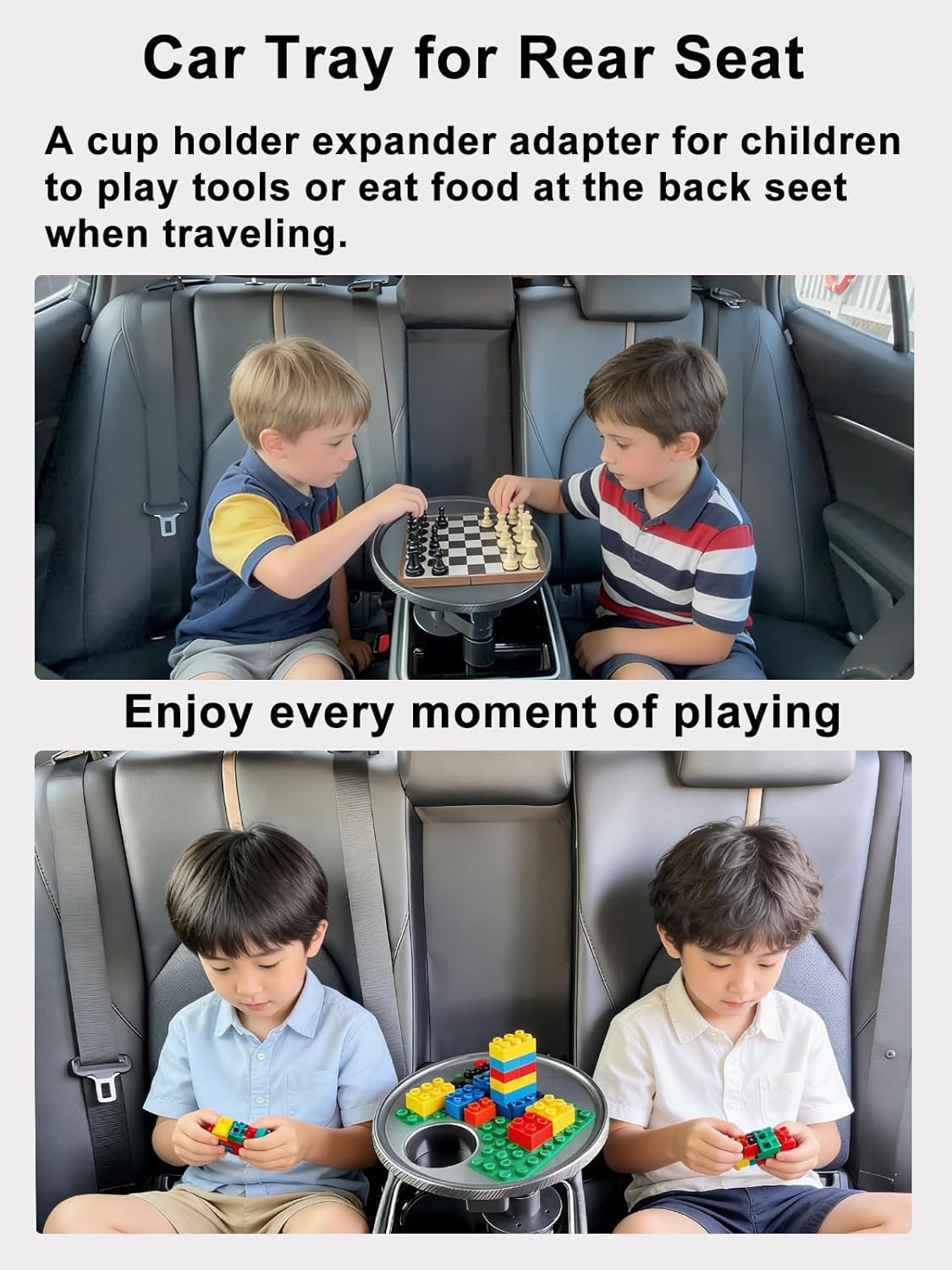 Car Cup Holder Tray, Cup Holder Table Expander for Car - Secure & 360°Adjustable Swivel arm, 9.84" Table, Car Tray fit for Cup Holders 2.56"-3.7" dm Wide