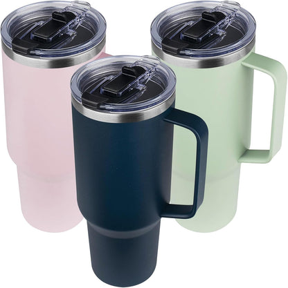 20 oz Tumbler with Handle, Stainless Steel Insulated Tumbler with Lid and Straw, Double Wall Vacuum Coffee Mug Tumbler, Insulated Coffee Thermal Cup for Cold and Hot (Light Purple)