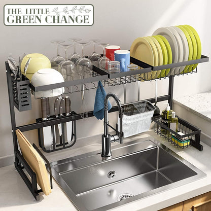 Kitchen Utensils Chopsticks Holder Drying Rack Basket with Hooks 2 Divided Compartments Quality Stainless Steel Large L5.4 X H4.3 X W2.6