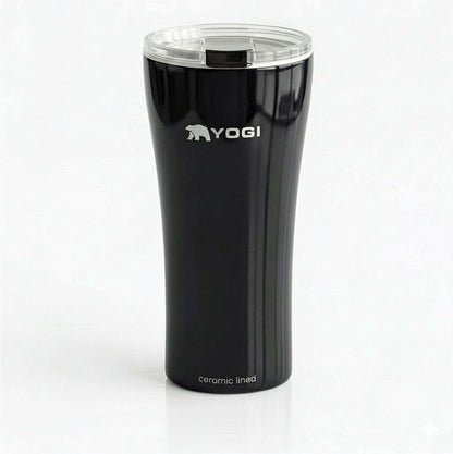 YOGI Ceramic Lined Metal Allergy Safe 16oz Coffee Tumbler with Leakproof Lid BPA Free Vacuum Insulated Stainless Steel Cupholder Friendly Travel Cup for Coffee and Water Sandstone