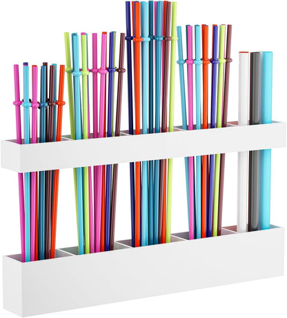 Straw Holder for Cabinet Door, Reusable Tumbler Straw Organizer Storage Container Mount for Kitchen Counter Cupboard Door (Transparent, 9.5inch)