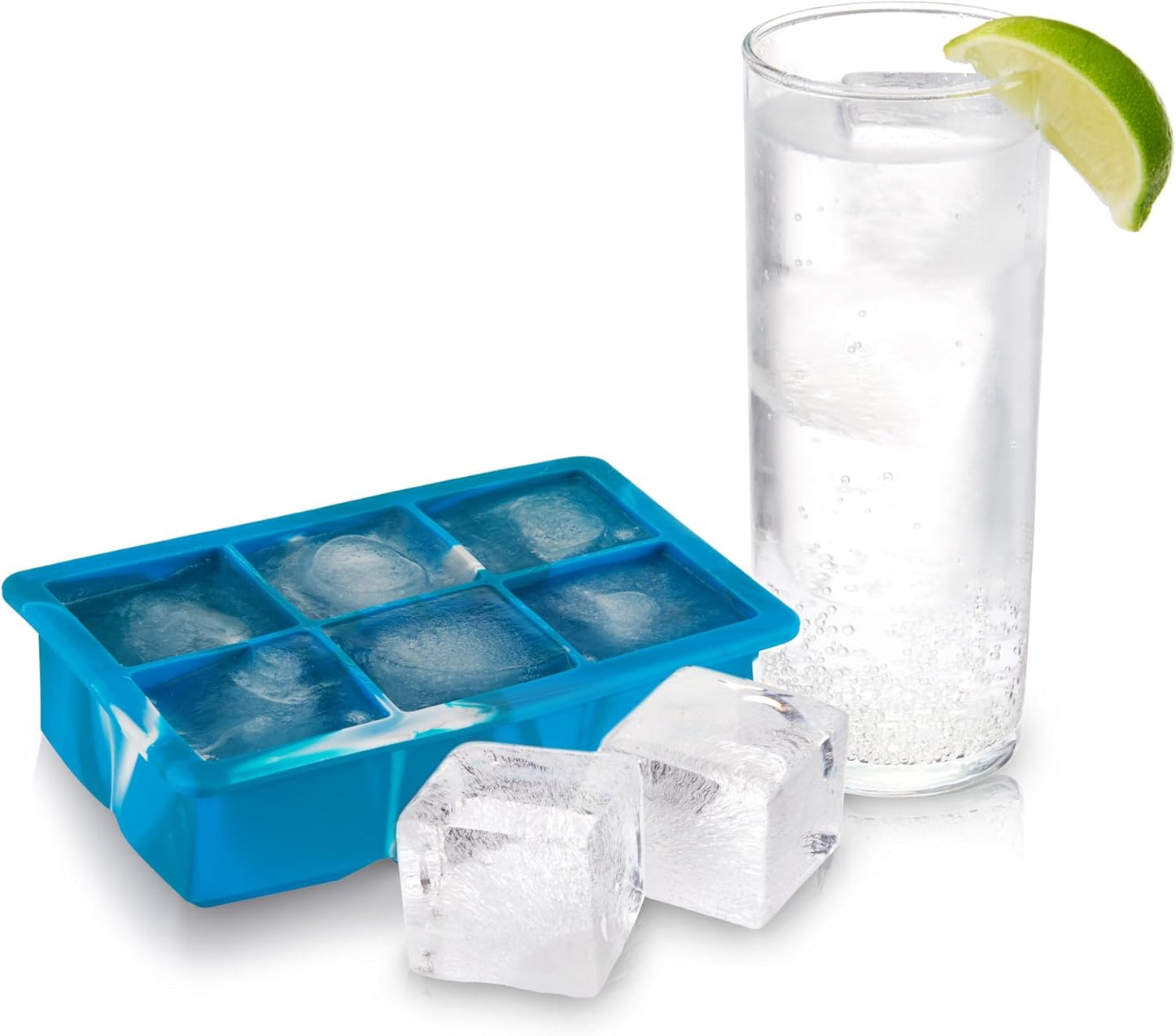 Host Ice Cube Tray, Makes Four 5-Inch Long Cubes, Durable Silicone Trays with Easy Release Design, Perfect for Water Bottles and Highball Glasses, Home Bar Accessories, Set of 1, Marble