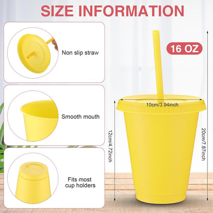 Sieral 30 Pack Cups with Lids and Straws Kids Tumbler with Straw Reusable Water Bottle Iced Coffee Travel Mug Adults Plastic Cups for Parties 16 oz (Candy Colors)
