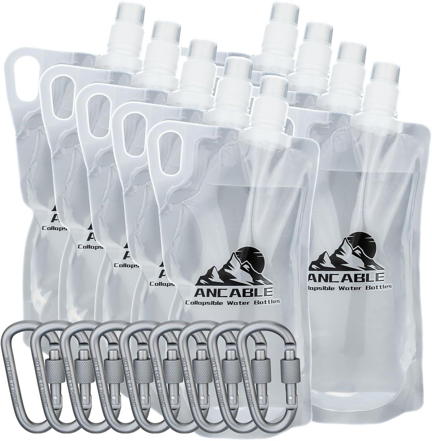 Ancable 33oz (1L) Collapsible Water Bottles, 3-Pack Reusable Travel Foldable Water Bottles for Hiking Camping Running Bike, BPA-Free Water Bottle