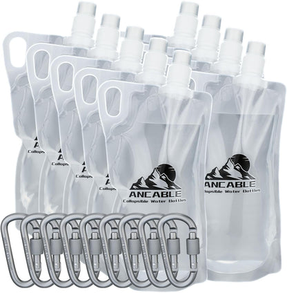 Ancable 33oz (1L) Collapsible Water Bottles, 3-Pack Reusable Travel Foldable Water Bottles for Hiking Camping Running Bike, BPA-Free Water Bottle