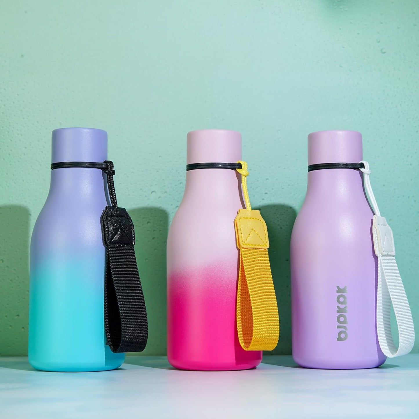 BJPKPK Insulated Water Bottles, 18 oz Stainless Steel Metal Water Bottle with Strap, BPA Free Leak Proof Jugs, Mugs, Flasks, Reusable Thermal Flasks for Sports & Travel, Black - Colors A
