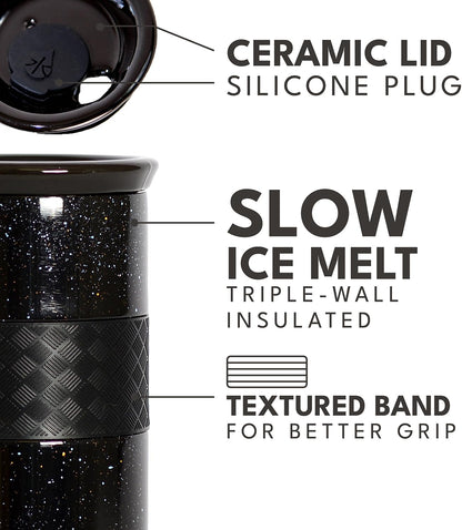 Elemental Artisan Insulated Tumbler, Triple Wall Coffee Travel Mug, Reusable Stainless Steel Coffee Tumbler with Ceramic Lid, Thermal Coffee Cups for Hot (6 Hrs) & Cold (18 Hrs), 16oz - Forest Green