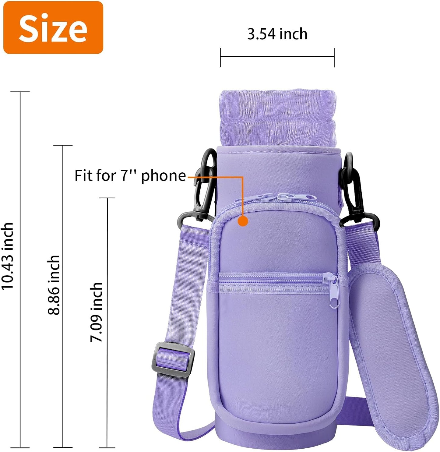 AceTreker 32/40/64/128 oz Neoprene Insulated Water Bottle Carrier Bag, Sling Bag Sleeve Pouch Holder with Strap & Paracord Handle and 2 Pocket for Travelling, Hiking, Camping