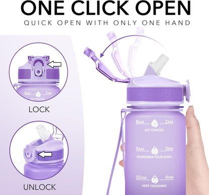 Hyeta 32oz Water Bottles with Straw - Stay Motivated and Hydrated with Convenient Times to Drink Markings, Durable, Leak-proof