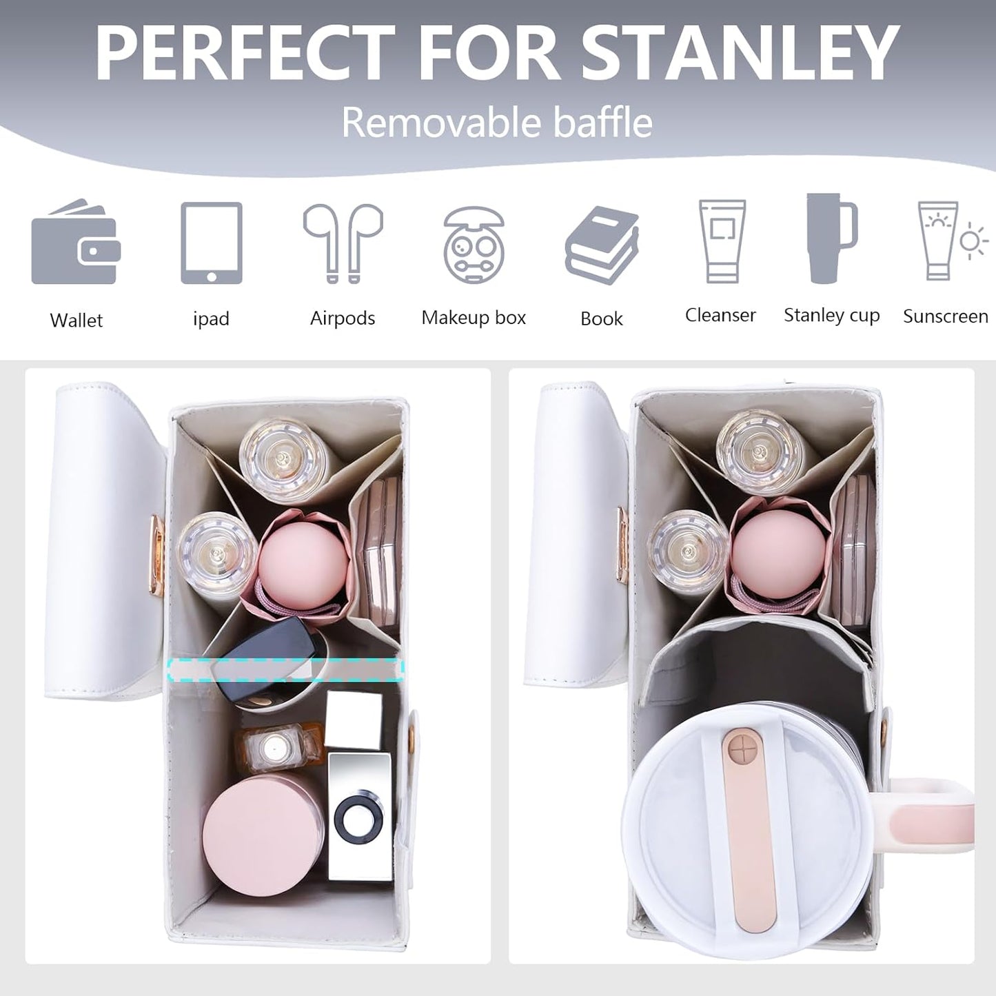 Stanley Purse Cup Holder for 40oz - Portable Crossbody Tumbler Bag with Strap, Water Bottle Carrier for Outdoor Travel