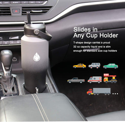 SENDESTAR 40oz Water Bottle Wide Mouth Stainless Steel Vacuum Insulated Double Wall with Straw Lids Fit in Any Car Cup Holder