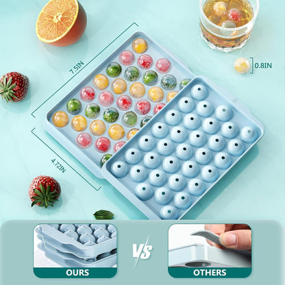 Optish 3 Pack Ice Trays for Freezer, 99 PCS Ice Cube Tray with Lid and Bin, Round Ice Cube Mold, Circle Ice Maker for Chilling Drinks (0.8 inch, Pink)