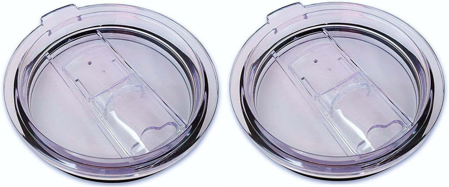 2 Replacement Lids for Stainless Steel Tumbler Travel Cup - Fits OF Inner diameter 3.7 to 3.74 INCH Yeti Rambler and others (Transparent) (30 OZ)