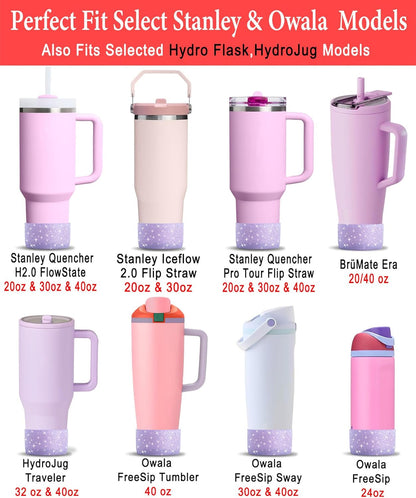 KTKUDY 2 PCS Glitter Silicone Boot Compatible with Stanley Tumbler 20 30 40 oz & Fits Hydro Flask Water Bottle 12-24oz & Fits Yeti, Simple Modern, Owala Cup - Bling Cup Bottom Protector Accessories