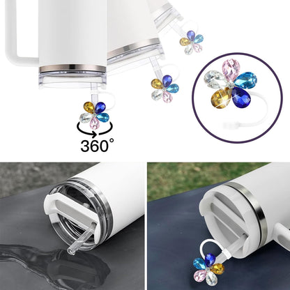 Cute Straw Cover Cap for Stanley Cup Accessories,Bling Straw Toppers for Stanley Tumbler 40&30 oz,Reusable Straws Tips Protectors Compatible with 10mm Straws