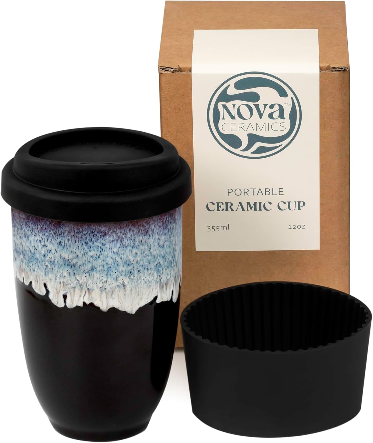 NOVA CERAMICS Coffee Tumbler – Travel Mug - On the Go Coffee Mug – Microwave & Dishwasher Safe Green Coffee Tumbler - Gifts For Women Men Him Her – 16oz – Monsoon
