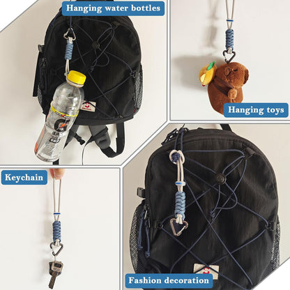 Paracord Keychain - Triangle/D-Shaped Carabiner Clip with Lanyard for Hanging Water Bottle, Key, Backpacks and More