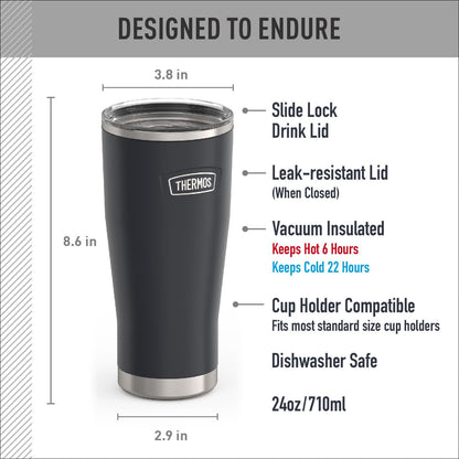 THERMOS ICON SERIES, Stainless Steel Tumbler with Slide Lock, 18 Ounce, Mystic Navy