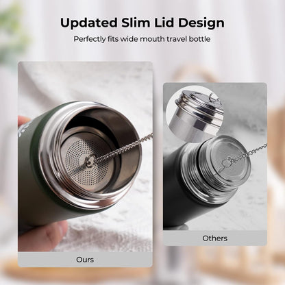 Reinmoson Tea Strainers for Loose Tea, Extra Fine Mesh Tea Infuser, 304 Stainless Steel & Updated Slim Threaded Lid, Loose Leaf Tea Steeper for Black Tea, Rooibos, etc