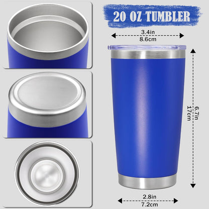 20 oz Tumbler Coffee Travel Tumblers Bulk with Lid Stainless Steel Double Wall Vacuum Insulated Mug Powder Coated Cups fit Car Cupholder for Hot and Cold - Stainless Steel, 4Pack
