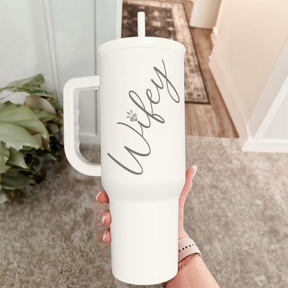 Floral Tumbler with Handle 40oz, Stainless Steel Insulated Tumblers Coffee Travel Mug Cup with Straw, Flower Coffee Cup Gifts for Women Girls, Gift for Her on Christmas Birthday Mothers Day