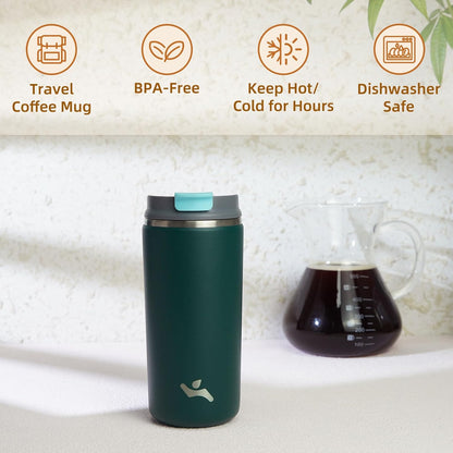 Konokyo Tumbler with Lid, 16 oz Travel Coffee Mug Double Wall Vacuum Stainless Steel Thermal Metal Cup Insulated Water Bottle,Navy Blue