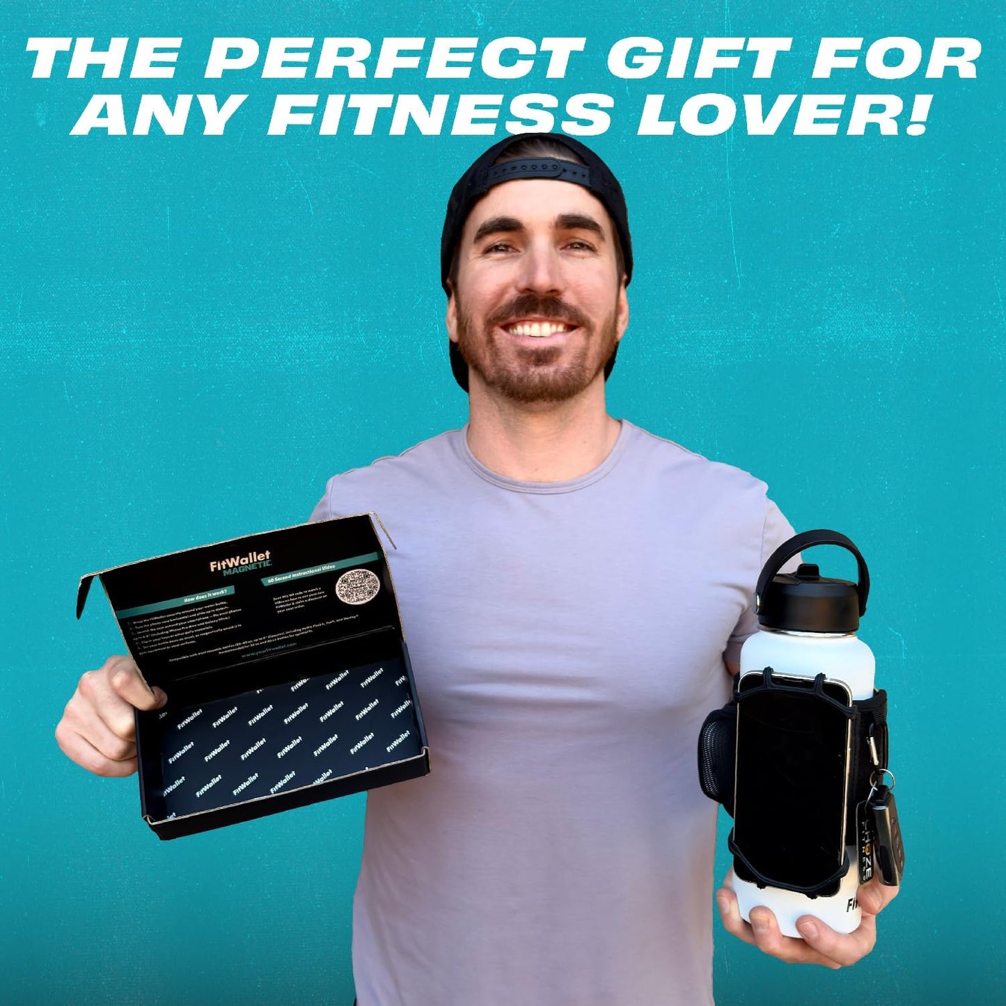 Magnetic Gym Water Bottle Bag & Phone Holder – Hands-Free Sleeve Pouch for Stanley, Hydro Flask & YETI – Detachable Smartphone Case for Workout