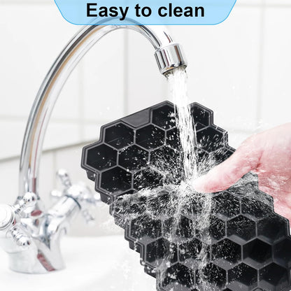 Ice Cube Trays for Freezer with Lid-37 Grid Silicone for Small Ice Cube Molds,Easy-Release Reusable in Organizer Bins or Ice Bucket for Cocktail bar or Iced Coffee Cup