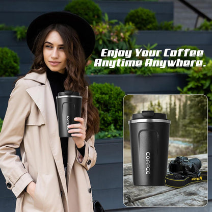 SPLMIFA Travel Coffee Mug Leak-Proof, Reusable Coffee Cups with Lids, Stainless Steel Vacuum Insulated Coffee Tumblers, Thermal Insulation Cup for Men and Women Hot & Cold Drinks(2nd-Green Pink, 12OZ)