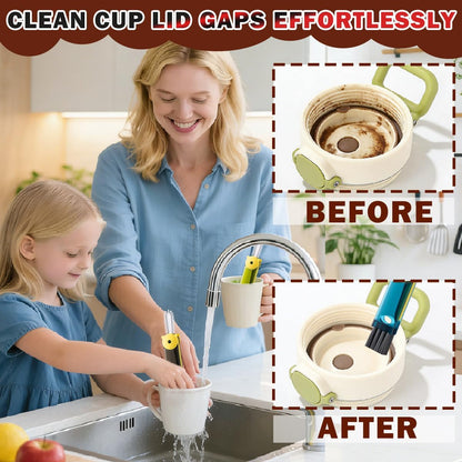 3 in 1 Cup Lid Cleaning Brush, 4PCS Multifunctional Crevice Cleaning Brush for Water Bottle Insulated Cup Tumbler Lid Groove Narrow Space Detail Cleaner Home Kitchen Gadgets