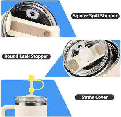 MOLOSLEEVE 21 Colors Straw Toppers Include A Set of Leak-proof Plugs, for Stanley Straw Covers Cap for Stanley Cup 2.0 30oz, 40oz, Silicone, Dust-Proof （Clear）