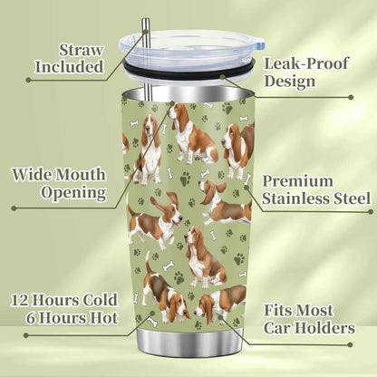 Beagle Gifts for Women Men, 40oz Stainless Steel Insulated Tumbler Travel Cup Mug, Funny and Unique Beagle Gifts for Dog Lover - Colors B
