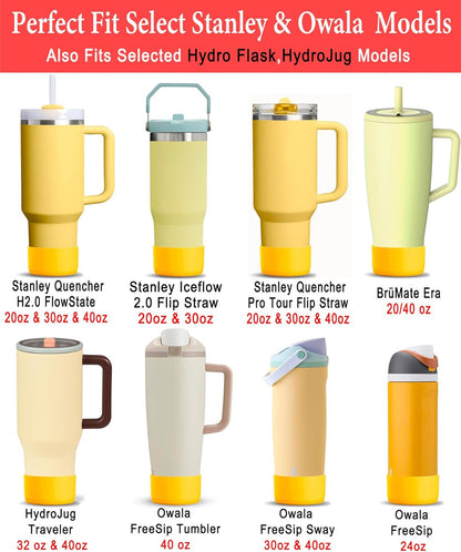 KTKUDY 2Pcs Silicone Boot for Stanley Quencher Tumbler 30 oz 40 oz & IceFlow 20 oz 30 oz & Fit Owala Freesip Water Bottle & Fit Hydro Flask & More - Cup Bottom Accessories Fit Stanley Cup