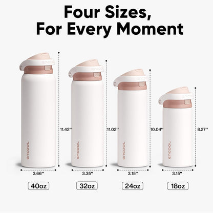 ENCOOL Leakproof Insulated Water Bottle with Straw Dual-Sip Water Bottle Bag-Safe Design for Work, Commute & Gym – Keeps Drinks Cold All Day, 24 oz, Lemonade Pink - Colors B