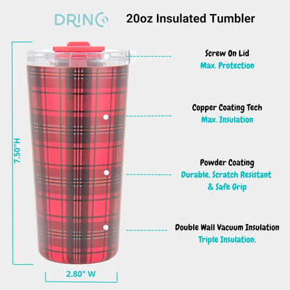 Drinco - 20 oz Stainless Steel Tumbler | Double Walled Vacuum Insulated Mug With Lid, 2 Straws, For Hot & Cold Drinks (20oz Dragonfly)