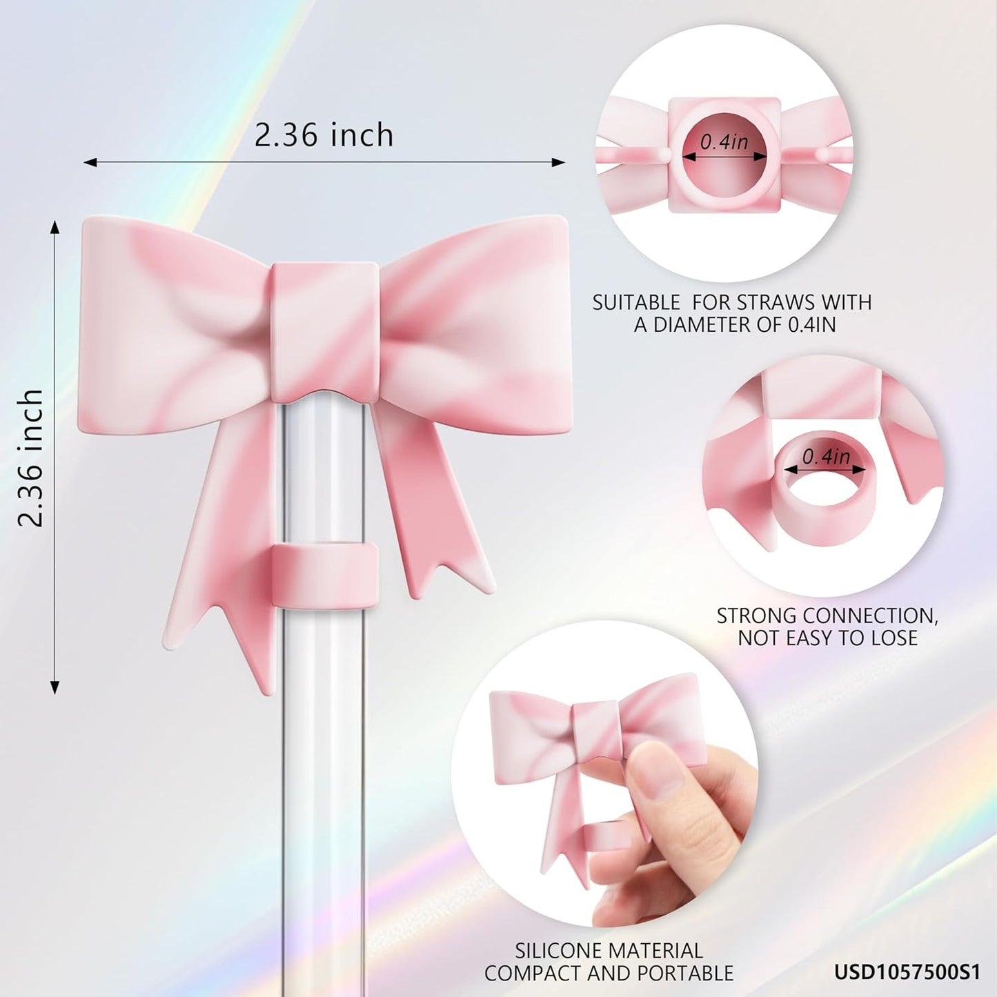 Compatible with Stanley Cup Accessories - 3Pcs 10mm Bow Straw Topper Compatible with Stanley Cup Straw Cover Cap, 2pcs Pink Bow Charms for Stanley 30&40 Oz Tumbler with Handle