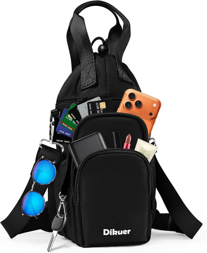Water Bottle Holder with Strap, 4 Big Pockets with Compartment, 24oz/32oz/40oz Crossbody Water Bottle Carrier Bag