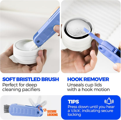 6 PACK Holikme 4 in 1 Cup Lid Cleaning Brush Set with 3 Straws, Multifunctional Bottle Brush, Silicone Cup Lid Gap Cleaner, Durable Bristle Crevice Cleaning Brush,Flat End Brushes,Navy & Black & Olive