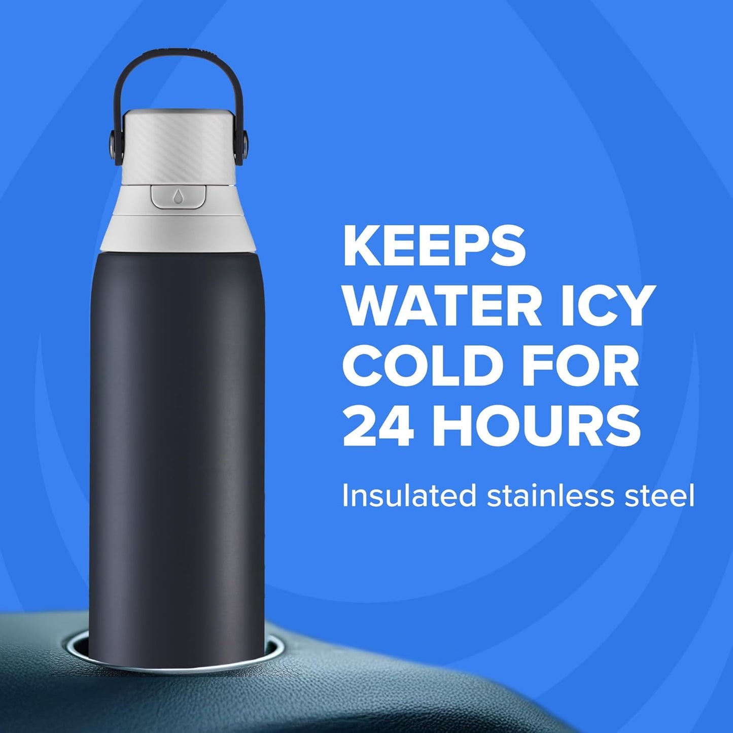 Brita Stainless Steel Premium Filtering Water Bottle, BPA-Free, Reusable, Insulated, Replaces 300 Plastic Water Bottles, Filter Lasts 2 Months or 40 Gallons, Includes 1 Filter, Glacier - 20 oz