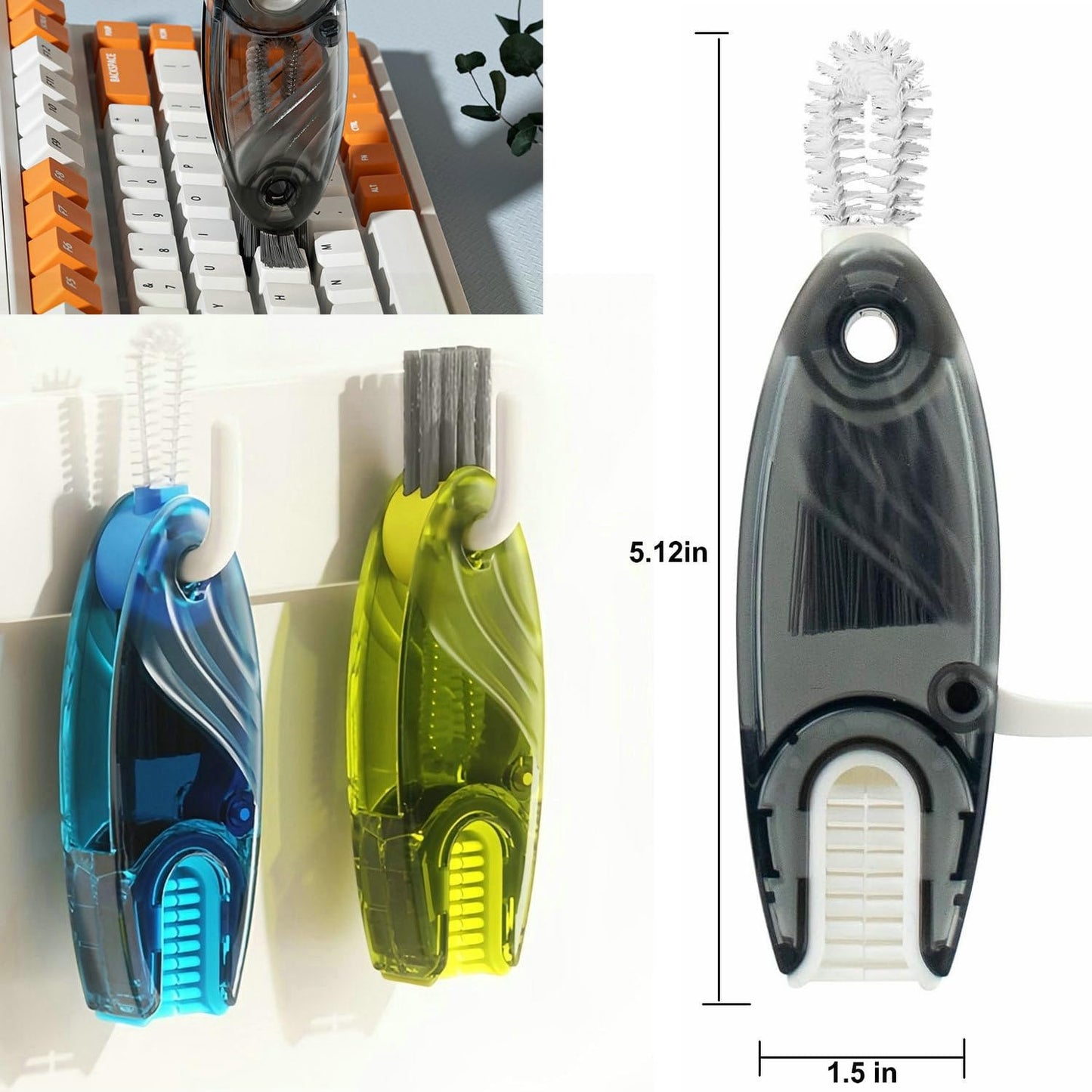 4 in 1 Multifunctional Cup Lid Cleaning Brush Set, 1pc Bright Blue, Plastic