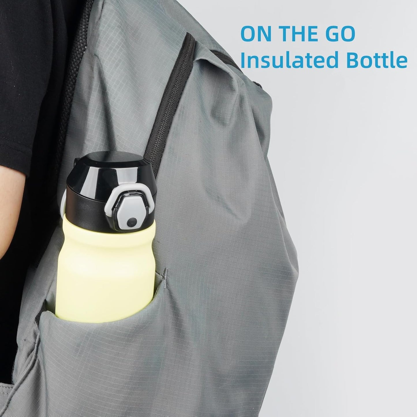 Konokyo 18 oz Insulated Water Bottle with Straw Lid, Stainless Steel Vacuum Sports Water Bottle, Leak-Proof Reusable Metal Flask with Carry Loop, BPA-Free Travel Bottle for Gym, School, Office