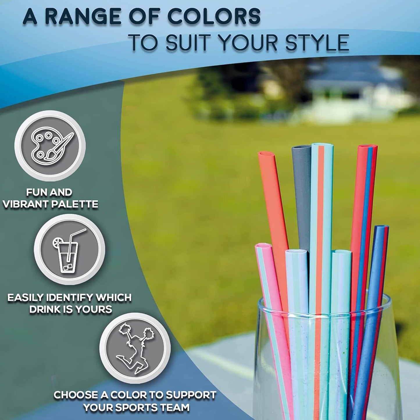 Reusable Drinking Straws + Case – Fits 8–20 oz Cups/Tumblers – Soft, BPA-Free, Food Grade, Oval (Less Pucker) – DW | MW Safe – Hot/Cold Coffee/Tea/Water/More - Made in USA, 2 Small & 2 Medium