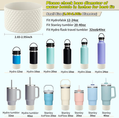 WUQID Water Bottle Boot, Diamond Silicone Boot Compatible with Stanleyy Tumbler 20-40oz & Hydroo Flask Bottle 12oz-24oz, Reduces Dents Sleeve Cover for More Bottles/Tumblers Bottom of 2.83-2.95in