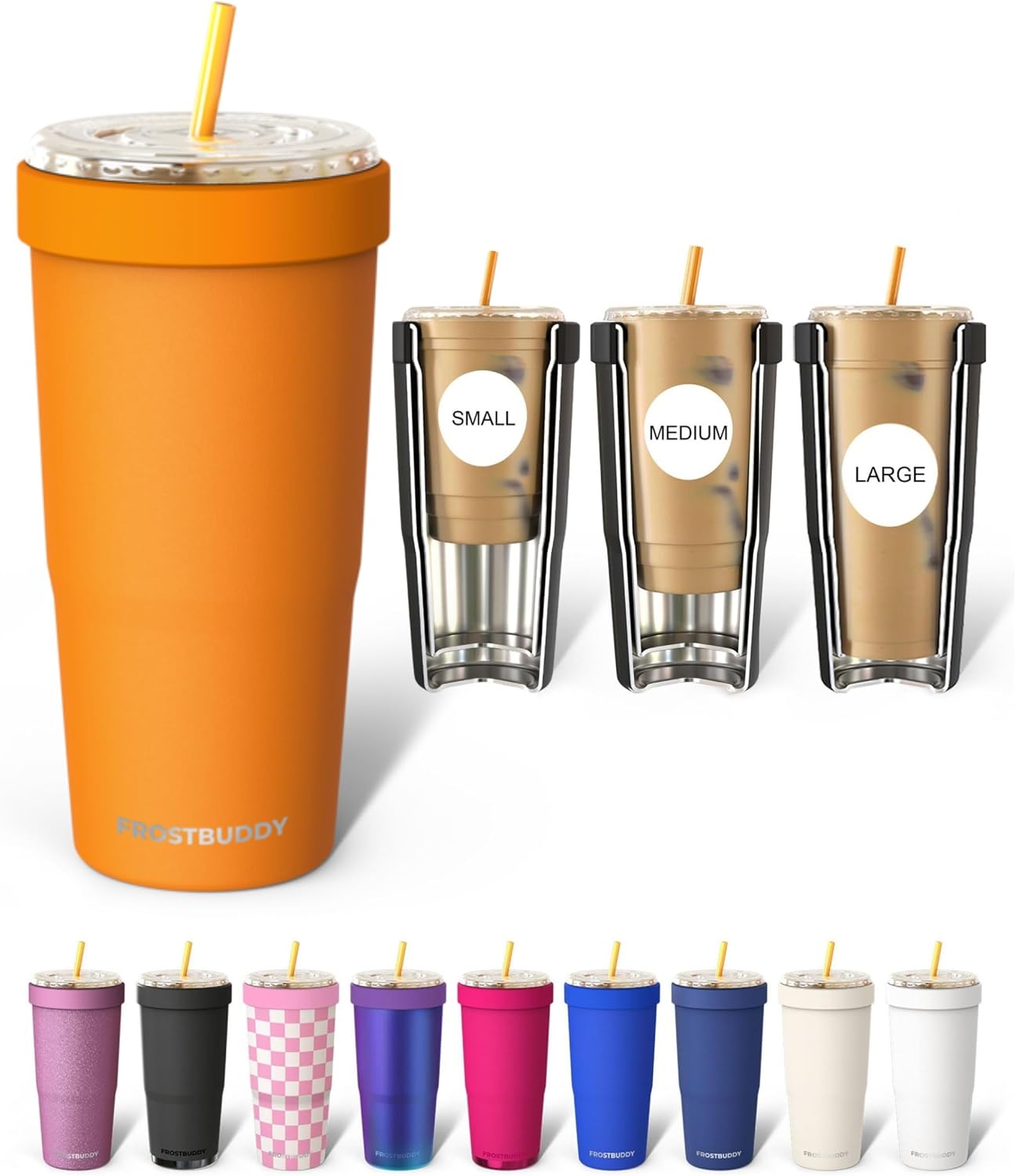 Frost Buddy Togo Buddy | 30 oz Stainless Steel Vacuum Insulated Tumbler | To Go Coffee Cup – Iced Coffee Cups, Iced Coffee Sleeve, Travel Mug, Thermal Cup for Hot & Cold Drinks, Dunkin Cup (Pencil) - Colors A